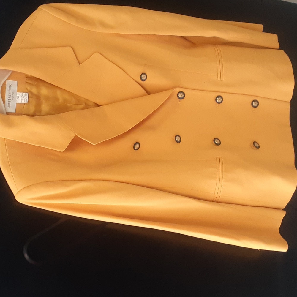 VTG Jones New York wool yellow Dress blazer jacket Sz 14 p ** Double Breasted